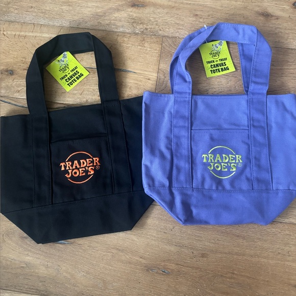 Accessories - Trader Joe's Black and Purple mini Canvas Tote Bags limited edition Halloween